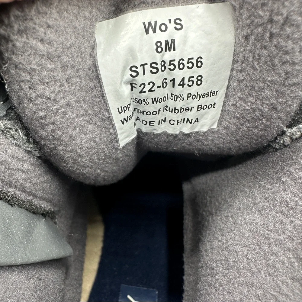 SPERRY Saltwater Rain Snow Boots Quilt Wool Blend Upper Size 8M Gray